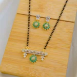 Designer Diamond Look Green Mangalsutra Set (Yellow Gold) MANG01521