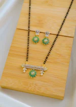 Designer Diamond Look Green Mangalsutra Set (Yellow Gold) MANG01521