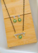 Designer Diamond Look Green Mangalsutra Set (Yellow Gold) MANG01521 - Image 2