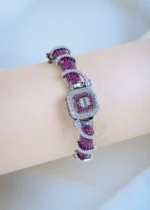 Designer Diamond Ruby Bracelet (Antique Silver) BRA001244