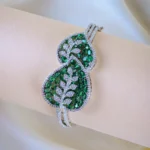 Designer Green Leaf Bracelet (Dual Plating) BRA001166