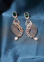 Designer Green Pearl Danglers (Dual Plating) EAR000499