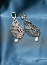 Designer Green Pearl Danglers (Dual Plating) EAR000499 - Image 2