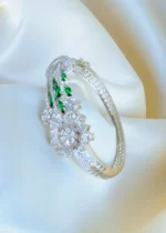 Designer Loop Green Bracelet (Silver) BRA001152