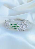 Designer Loop Green Bracelet (Silver) BRA001152 - Image 2