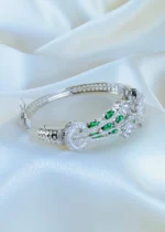 Designer Loop Green Bracelet (Silver) BRA001152 - Image 3