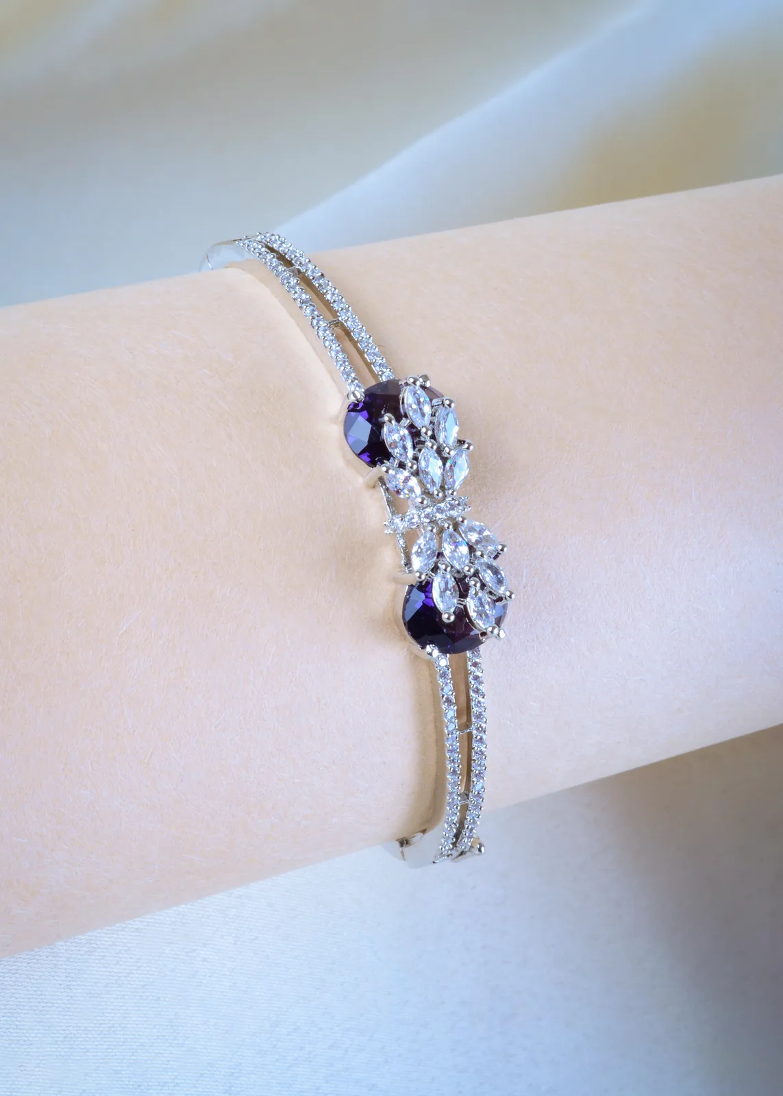 Designer-Purple-Bracelet-Silver-BRA001168a Designer Purple Bracelet (Silver) BRA001168 - Image 1