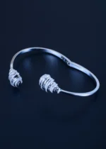 Designer Studded Clutch Bracelet (Silver) BRA001180 - Image 3