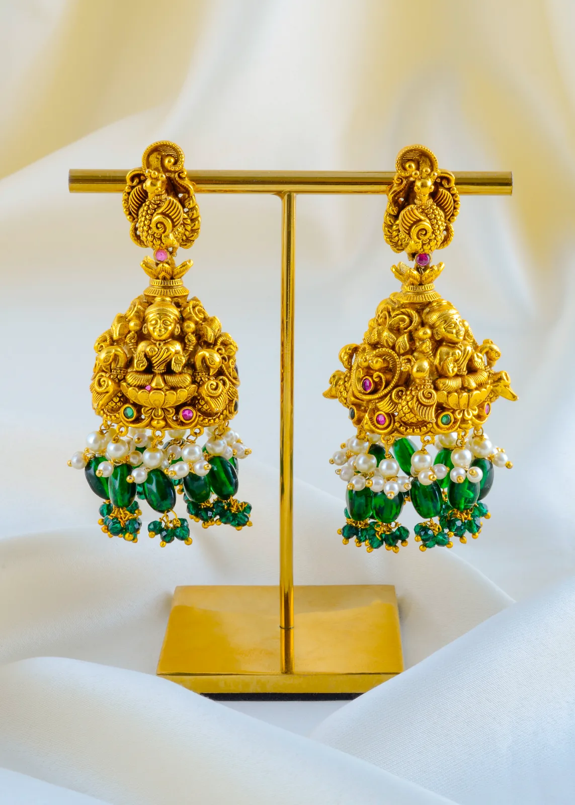 Devi-Ratna-jhumka-Antique-Gold-EAR001610a Devi Ratna jhumka (Antique Gold) EAR001610 - Image 1