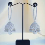 Diamond Baalis With Jhumka Earrings (Silver) EAR000915