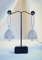 Diamond Baalis With Jhumka Earrings (Silver) EAR000915