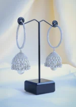Diamond Baalis With Jhumka Earrings (Silver) EAR000915 - Image 2
