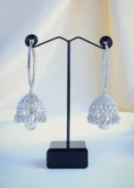 Diamond Baalis With Jhumka Earrings (Silver) EAR000915 - Image 3