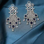 Diamond Blue Saphire Earrings (Silver) EAR000480