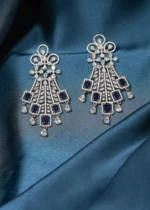 Diamond Blue Saphire Earrings (Silver) EAR000480