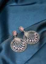 Diamond Blush Pink Earrings (Silver) EAR000481