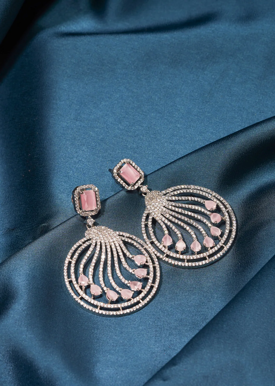 Diamond-Blush-Pink-Earrings-Silver-EAR000481a Diamond Blush Pink Earrings (Silver) EAR000481 - Image 1