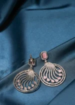 Diamond Blush Pink Earrings (Silver) EAR000481 - Image 2