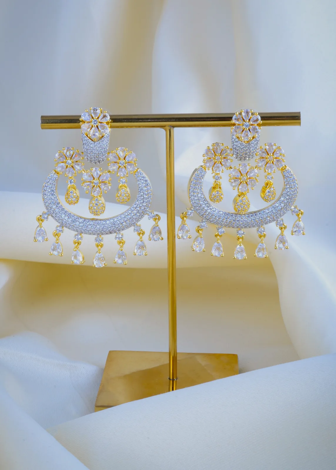 Diamond-Chandbali-Earrings-Yellow-Gold-EAR000920a Diamond Chandbali Earrings (Yellow Gold) EAR000920 - Image 1