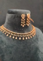 Diamond Drop Necklace Set (Yellow-Gold)- NEC000001 - Image 3