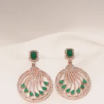 Diamond Emerald Green Earrings (Rose Gold) EAR000454