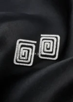 Diamond Geometric Pattern Earrings (Silver) EAR002457 - Image 2