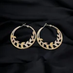 Diamond Leaf Hoops (Tri-color plating) EAR000081