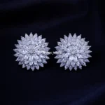 Diamond-Look Sunburst Studs (Silver) EAR002199