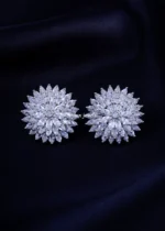 Diamond-Look Sunburst Studs (Silver) EAR002199