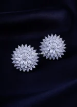 Diamond-Look Sunburst Studs (Silver) EAR002199 - Image 2