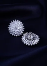 Diamond-Look Sunburst Studs (Silver) EAR002199 - Image 3