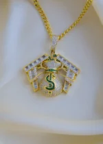 Diamond Money Locket Chain for Men (Yellow Gold) NEC000889 - Image 2