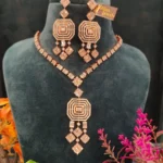 Diamond Octagon Pendant Necklace Set (Rose-Gold)- NEC15122210