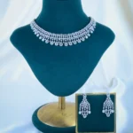 Diamond Shimmer Necklace Set (Silver) NEC001092
