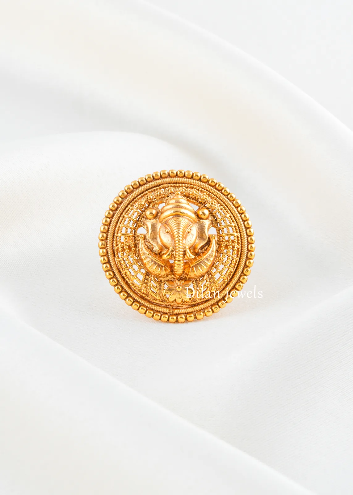 Divine-Ganesha-Coin-Ring-Yellow-Gold-RING02501a Divine Ganesha Coin Ring (Yellow Gold) RING02501 - Image 1
