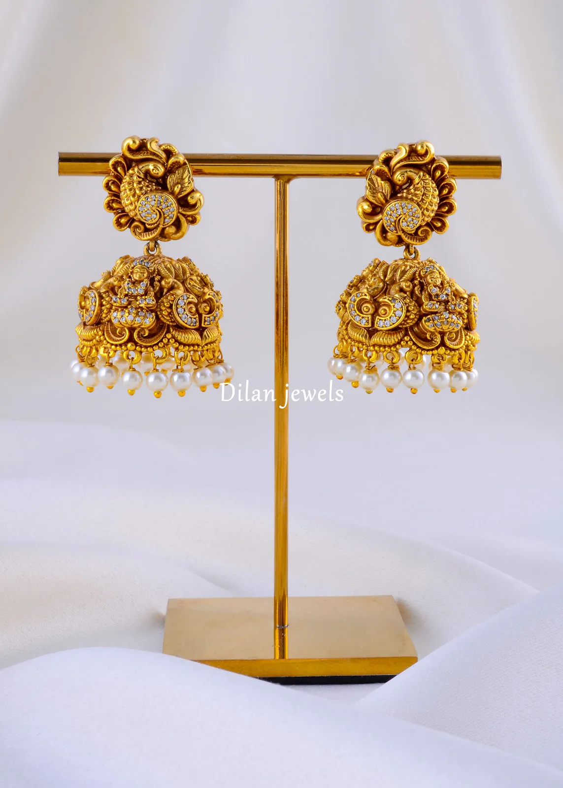 Divya-Kruti-Jhumka-Antique-Gold-EAR002095a Divya Kruti Jhumka (Antique Gold) EAR002095 - Image 1
