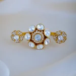 Double Finger Polki Ring (Antique Gold) RING00932