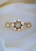 Double Finger Polki Ring (Antique Gold) RING00932