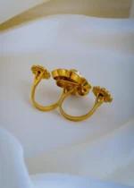Double Finger Polki Ring (Antique Gold) RING00932 - Image 4