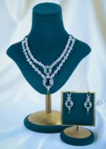 Double Layered Green Necklace (Silver) NEC001094
