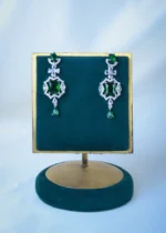 Double Layered Green Necklace (Silver) NEC001094 - Image 3
