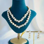 Double Layered Uncut Kundan Polki Necklace Set (Yellow Gold) NEC001036