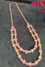 Double-Line Diamond Necklace Set (White-Gold)- NEC30012302