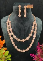 Double-Line Diamond Necklace Set (White-Gold)- NEC30012302 - Image 3