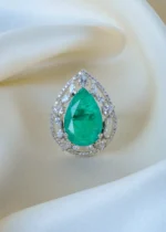 Doublet Green Cocktail Ring (Silver) RING01402