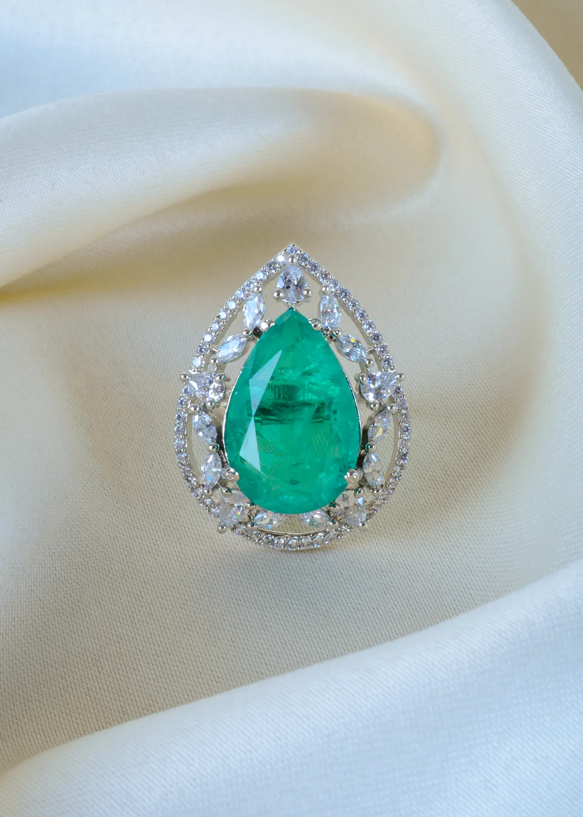 Doublet-Green-Cocktail-Ring-Silver-RING01402a Doublet Green Cocktail Ring (Silver) RING01402 - Image 1
