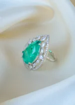 Doublet Green Cocktail Ring (Silver) RING01402 - Image 3