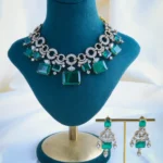 Doublet Stone Green Necklace Set (Victorian Gold) NEC000945