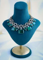 Doublet Stone Green Necklace Set (Victorian Gold) NEC000945 - Image 3