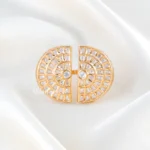 Dual Arc Kundan Polki Ring (Yellow Gold) RING02504